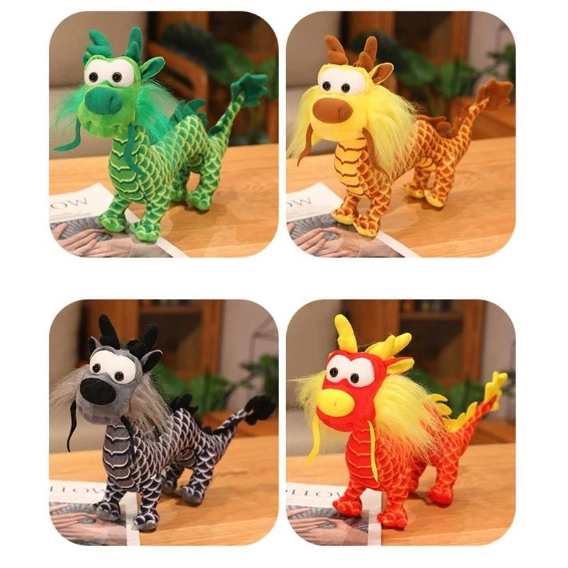 Q0KB realistische pluche Dragon Toy Luck Dragon Gevulde dieren pluche speelgoed voor kinderen
