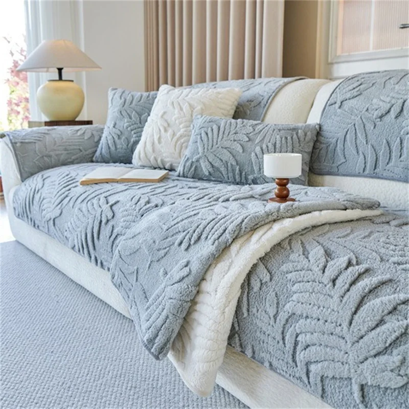 1PC Thicken Plush Sofa Mat Cover Nordic Jacquard Winter Warm Sofa Towel Non-slip Universal Couch Slipcovers for Living Room