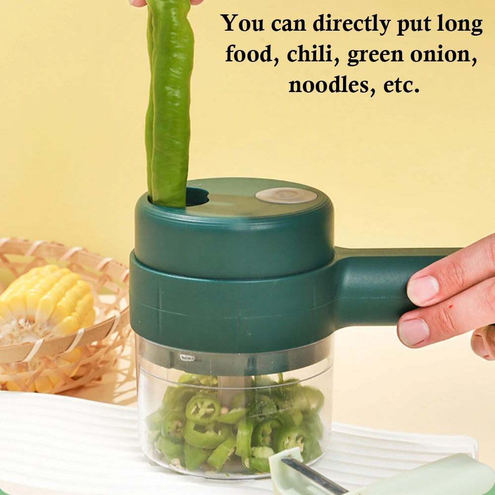 4 IN 1 Electric Food Processor Hand held Tornado Multifunctional Vegetable Cutter USB Charge Wireless Garlic Chopper Food Mixer