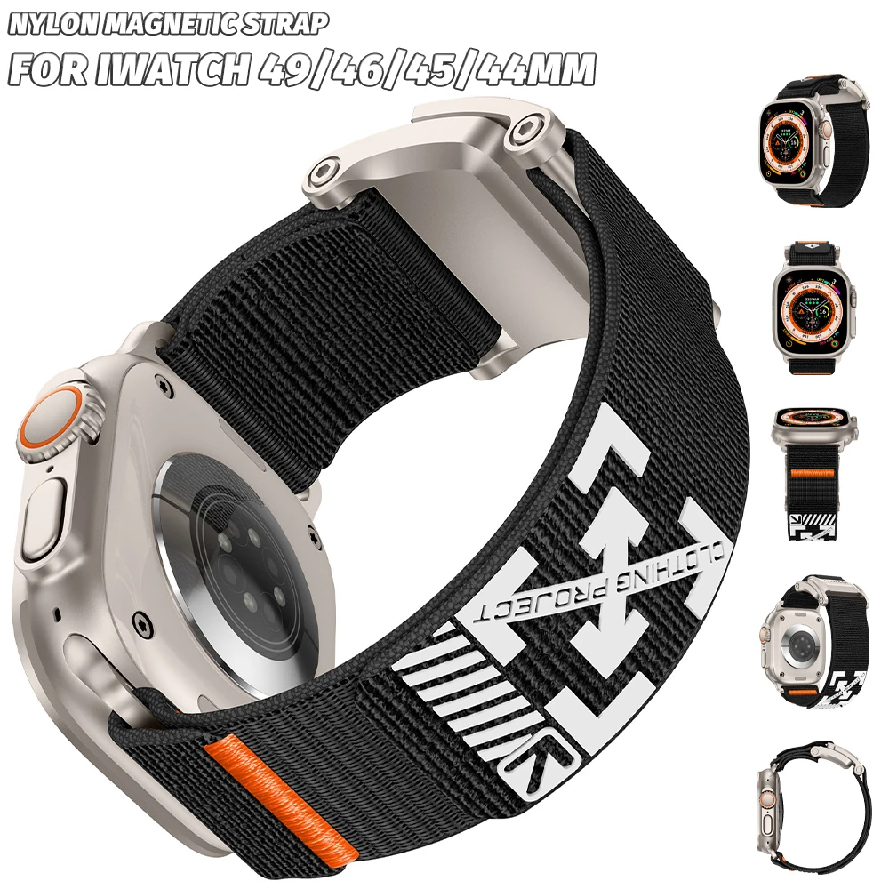 Nylon-Sportarmband für Apple Watch Ultra 3 2 49mm Serie 11 10 9 8 7 Se 6 5 für IWatch 46mm 45mm 44mm Stahl Magnetverschluss Armband