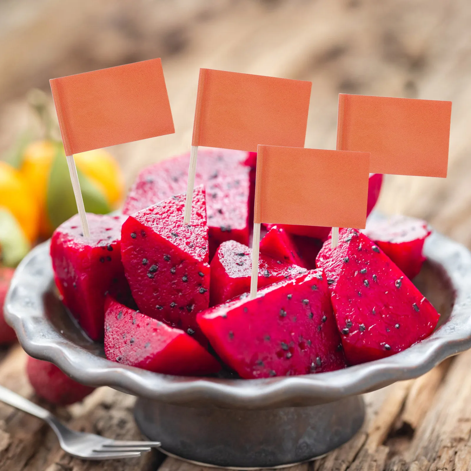 

100Pcs Toothpick Flags Solid Food Decoration Mini Stick Cake Cupcake Toppers Fruit Cheese Markers Cake Flag