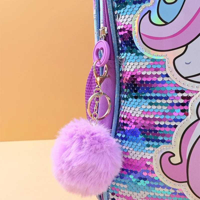 3Pcs Kid's Sequins Unicorn Backpacks Girls School Backpack with Lunch Pencil Bag Cute Travel School Bookbag Christmas Kids Gift