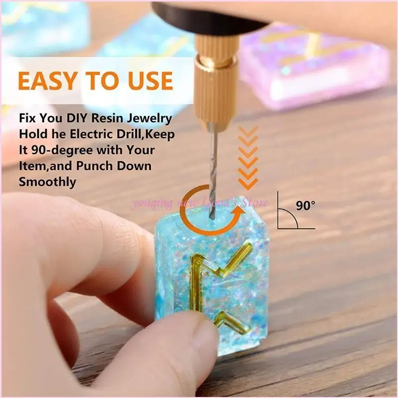 57QA Black USB Drill with Drill Bits for Resin Polymer Clay Jewelry Pendant Making Supplies