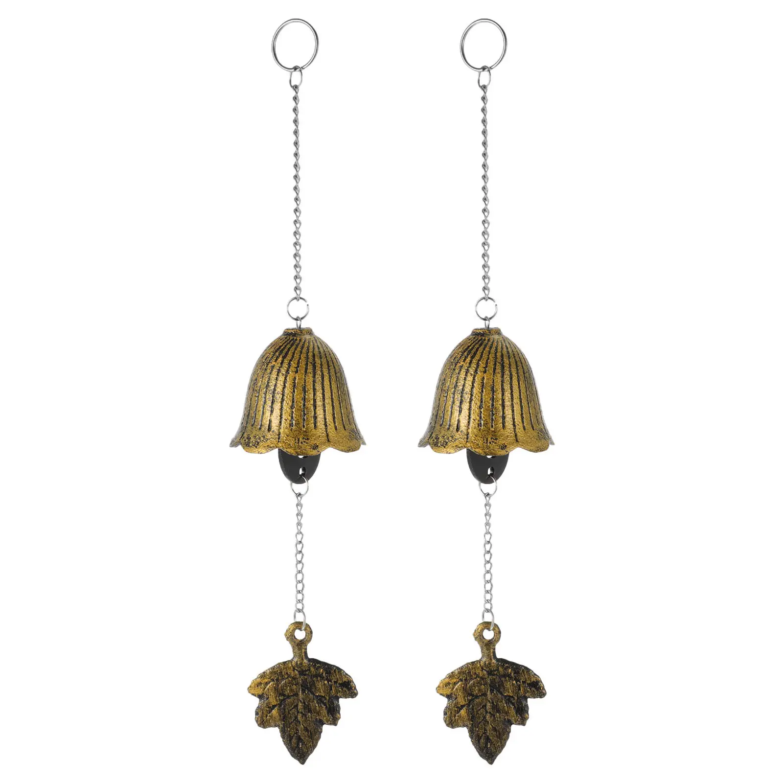 Cast Iron Wind Chime 2 Piece Japanese Style Vintage Maple Leaf Bell Outdoor Porch Garden Soothing Sound