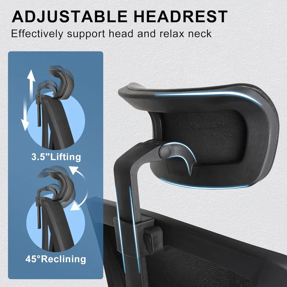 Modern Office Chair with Mesh Back, Adjustable Lumbar Support, Recline & Leg Rest, Black