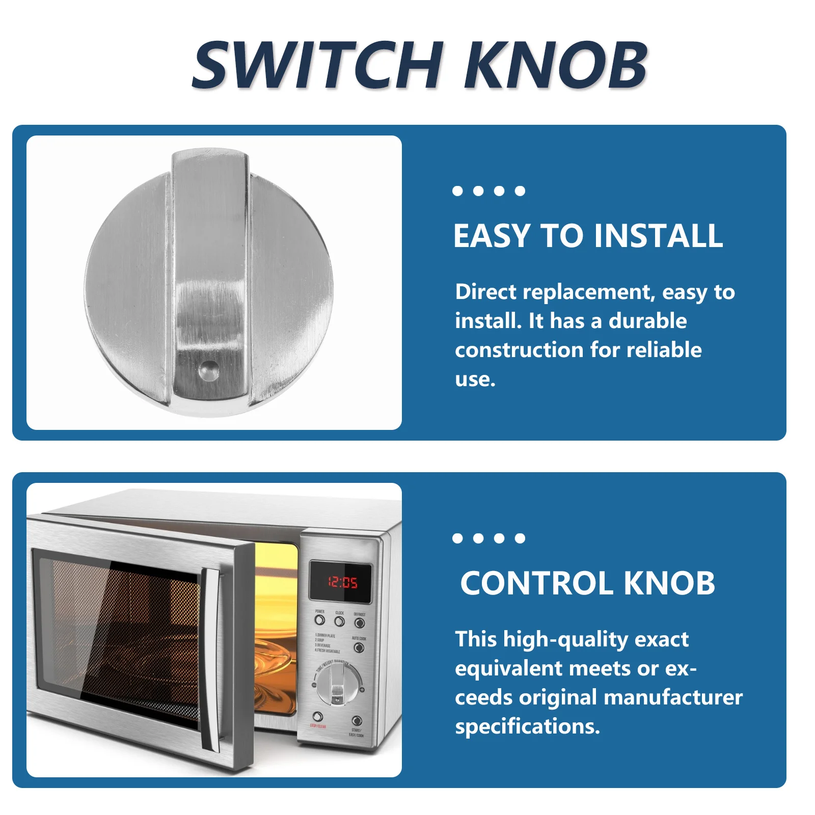 

6Pcs Gas Stove Knob Zinc Alloy Durable Switch Replacement for 6mm Hole Diameter Round Metal Kitchen Accessory Silver