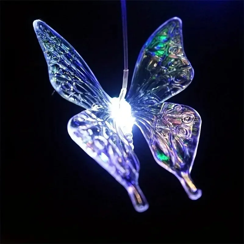 Solar Butterfly Wind Chimes Colorful LED Waterproof Outdoor Hanging Light Garden Patio Christmas Decor Unique Gift for Women