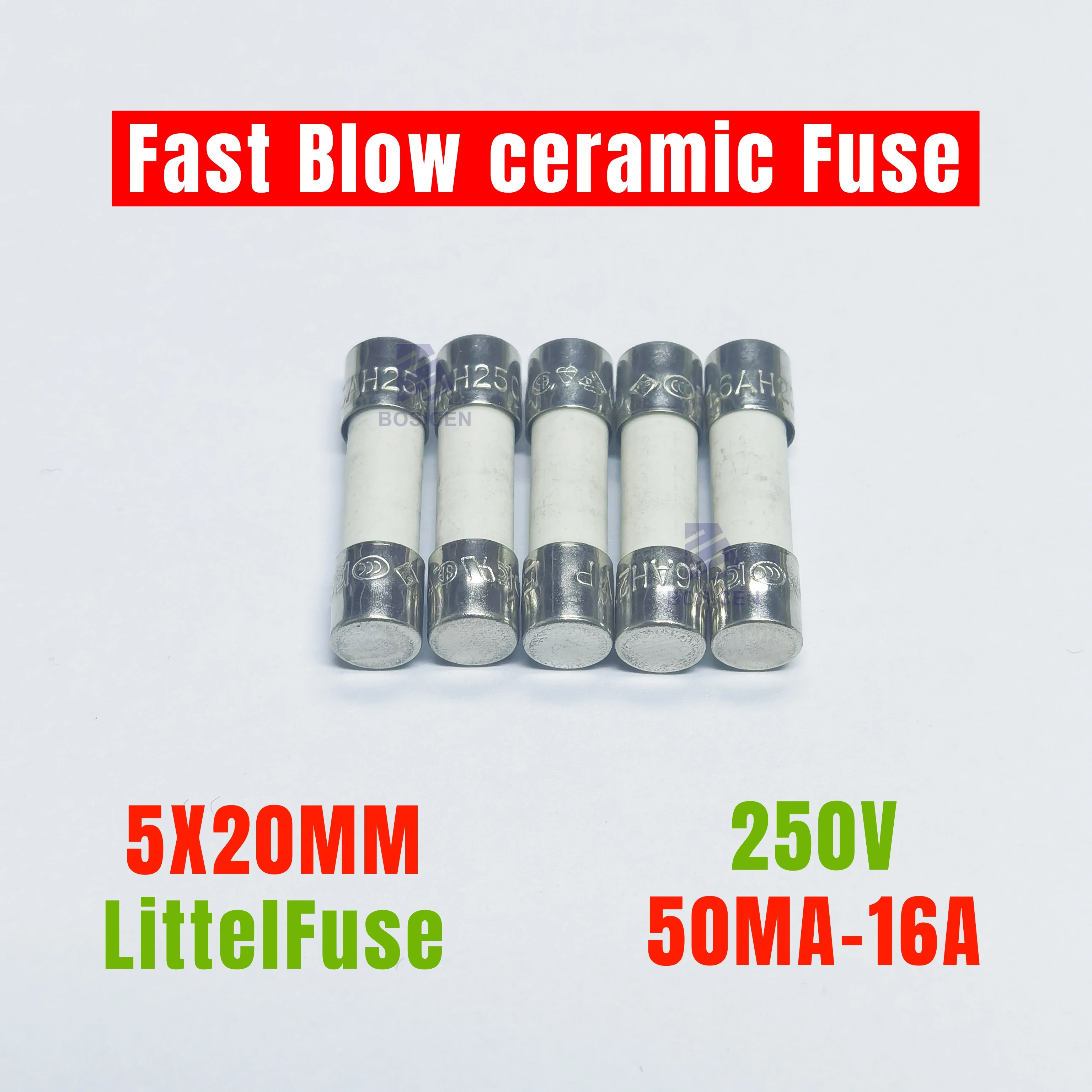 5PCS LF Fast Blow ceramic Fuse 5*20 5x20mm 250V 50MA 63MA 125MA 160MA 200MA 250MA 0.5A 630MA 0.8A 2A 5A 6.3A 8A 10A 12.5A 16A