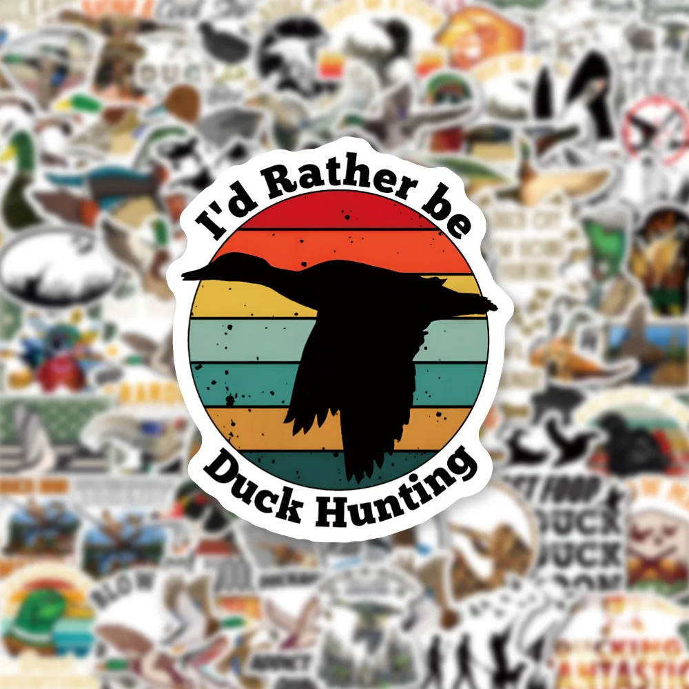 2024 New Duck Hunting Sticker Pack Animal Cartoon Mobile Phone iPad Car Trunk Helmet Guitar Scrapbook Toys Decoration Wholesale