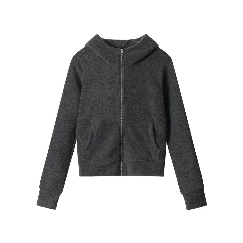 Calcetín de mano ajustado Polar sudaderas con capucha mujeres niñas básico Casual Oficina con capucha Retro ropa de invierno ropa de calle