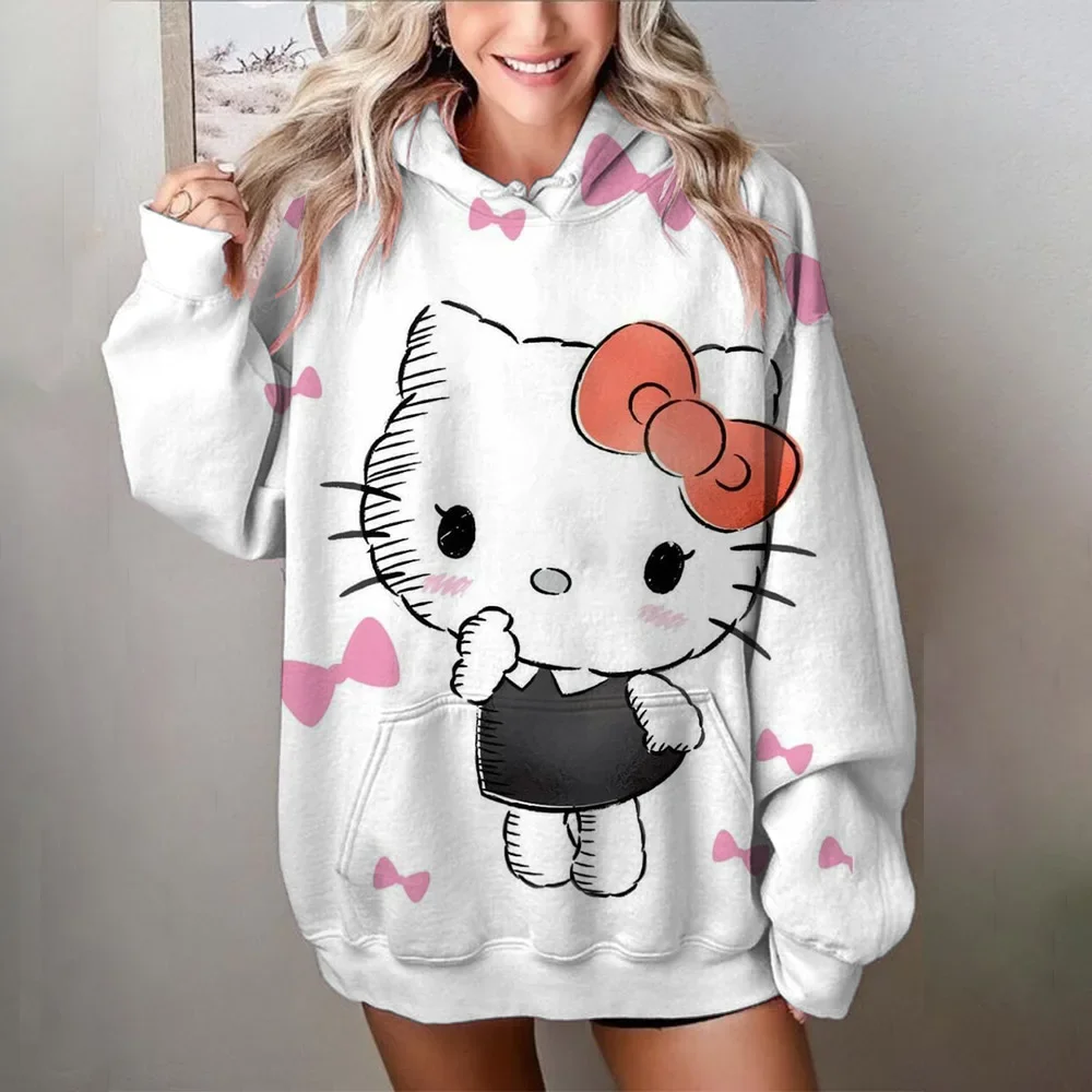 Fashion Hello Kitty Female Comfortable Hoodie Personality Fashion print Street Style Long Sleeve Top Autumn Female Sweatshirt