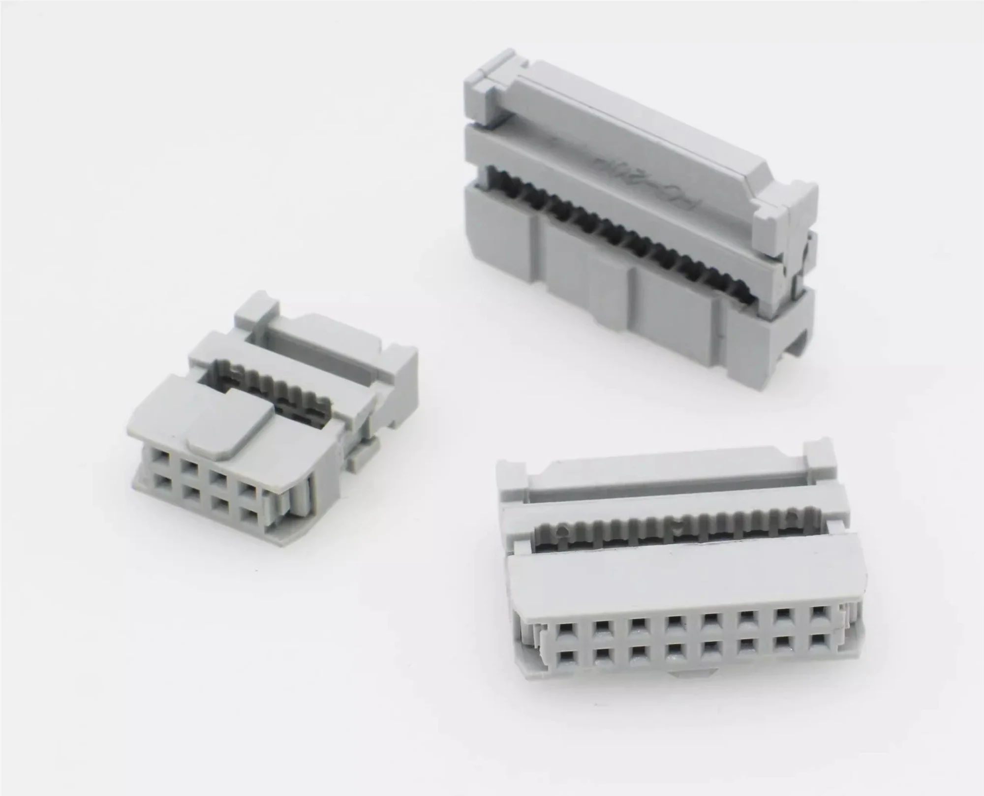 5PCS IDC Socket 2.54MM Pitch 10P 14 16 20 26 30 34 40 50 60 64Pin FC 2.54 Female Double Row Ribbon Cable Connector Gray White