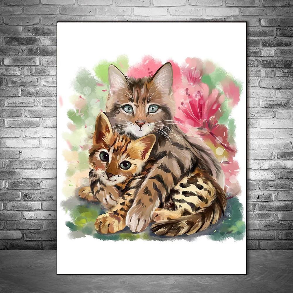 Cat's daily activities Mosaic Diamond Painting play with friends write Diamond Mosaic Rhinestone DIY Cross Stitch Decoration