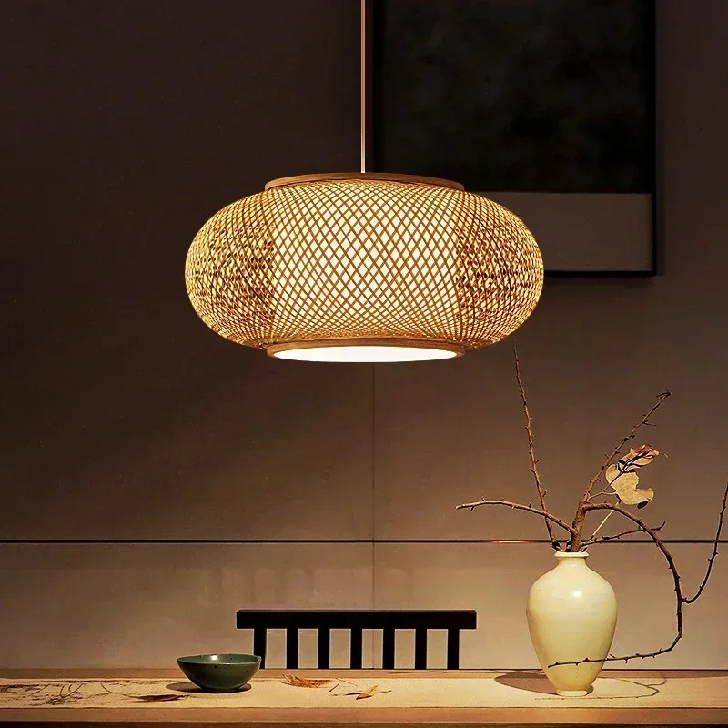 

Modern Home Decoration Chinese Lantern Lamp Handmade Weave Bamboo Pendant Light Dinning Room Living Chandeliers Salon Lightings