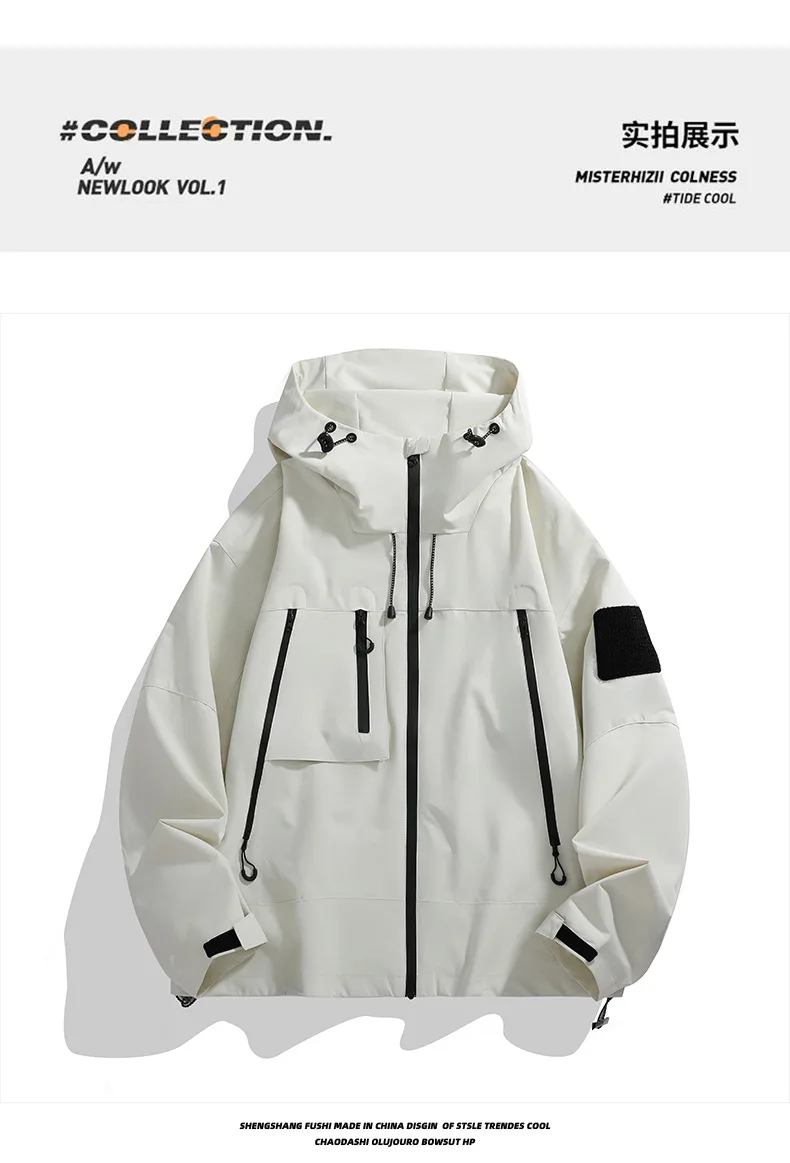 Herren- und Damenjacke, Retro, lässig, mit Stehkragen, Lederjacke, Unisex, locker geschnitten, für Frühling und Herbst, Lederjacke mit Taschen, Windjacke, Oberteil. – Detail 2