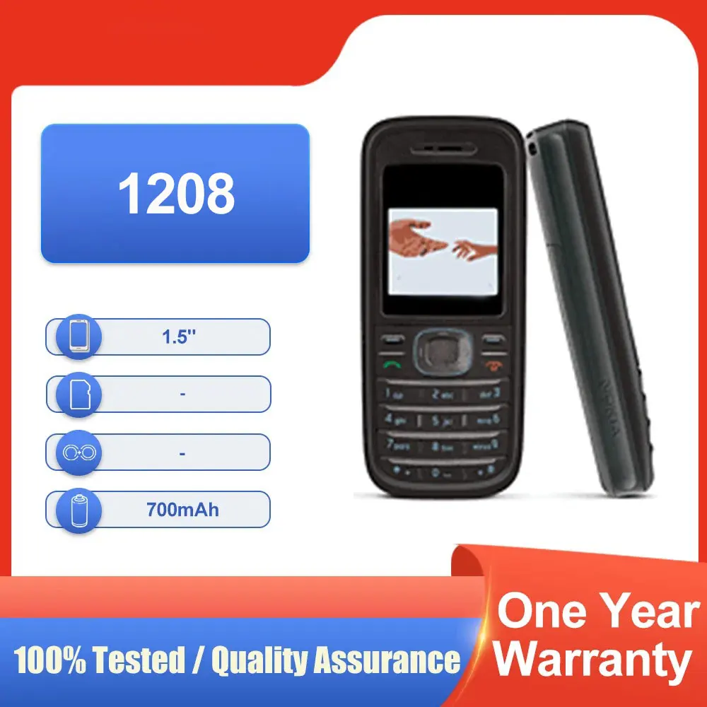 لوحة مفاتيح أصلية غير مقفلة 1208 بشريحة واحدة GSM 900/1800 مدخل نص توقع للهاتف المحمول لوحة مفاتيح متعددة اللغات مصنوعة في فنلندا