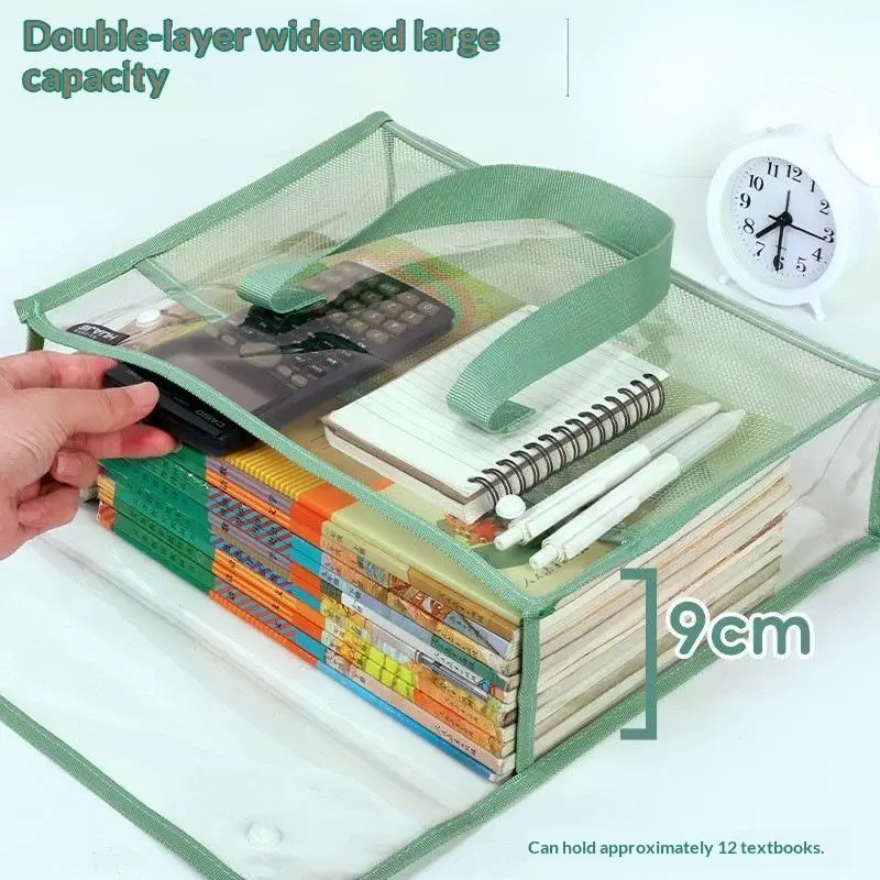 Transparent Exam Tote Bag Waterproof PVC Material With Mesh Pockets For Students Exams Stationery Storage Daily Use