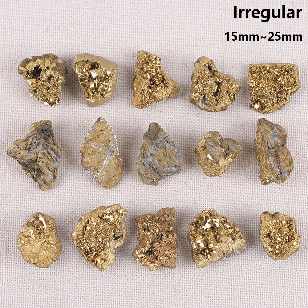 1PC Bare Quartz Natural Materials Jewelry Making Raw Gemstone Electroplating Gold Crystal Cluster Titanium Geode