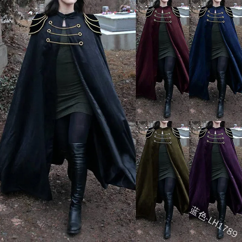 Steampunk Gothic Cape  Men Women Halloween Medieval Punk Cosplay Military Wizard Vampire Princess Knight Viking Pirate Cloak