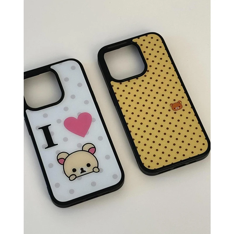 Y2K風 新トレンド ウェーブポイント キュート イージーベア スマホケース iPhone17Promax Air 16 E 15 14 12 13 11Pro Plus対応 耐衝撃 マットカバー