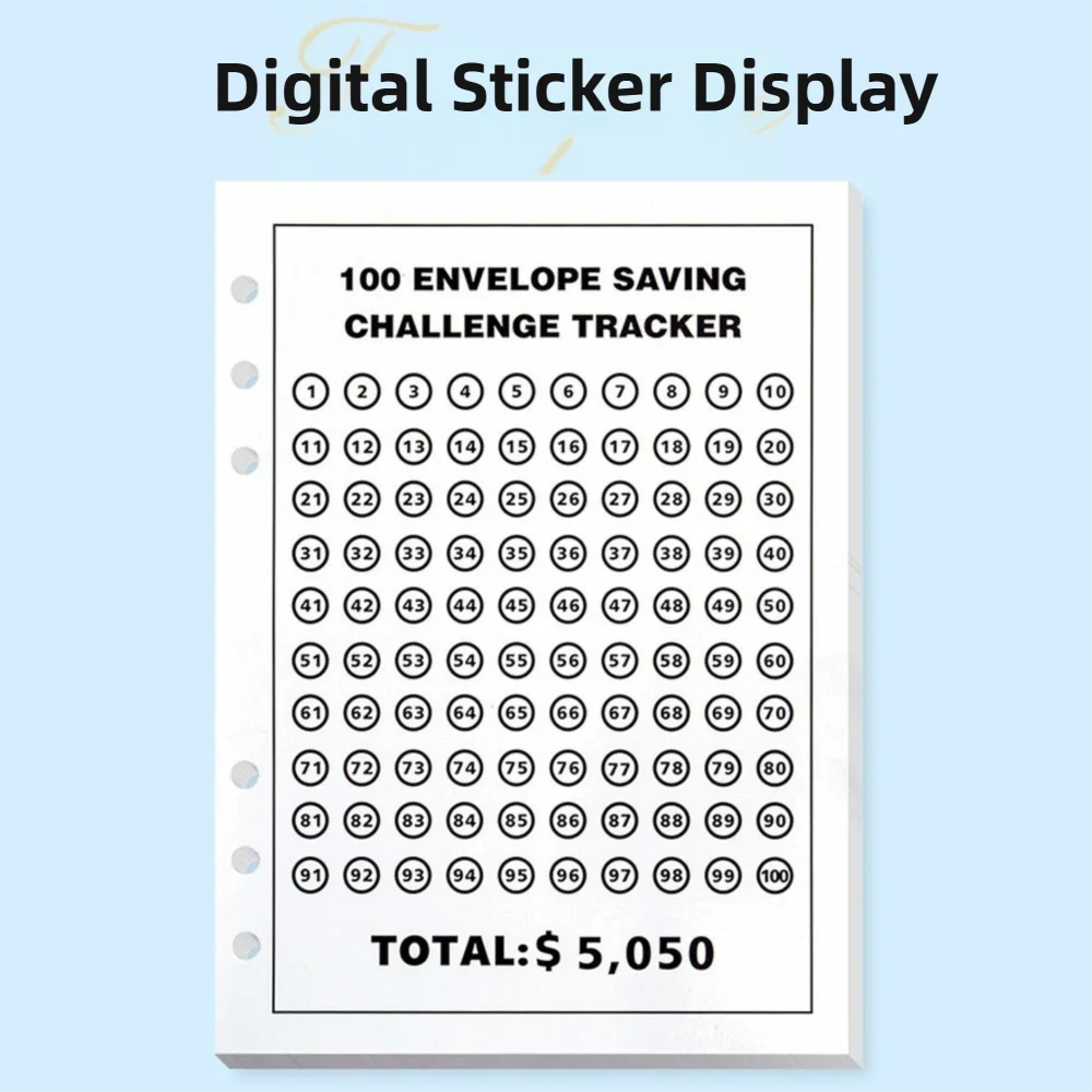 

Colorful 100 Envelope Challenge Notebook Loose-leaf PU Leather 100 Day Challenge Budget Binder Multi Pockets Save Money