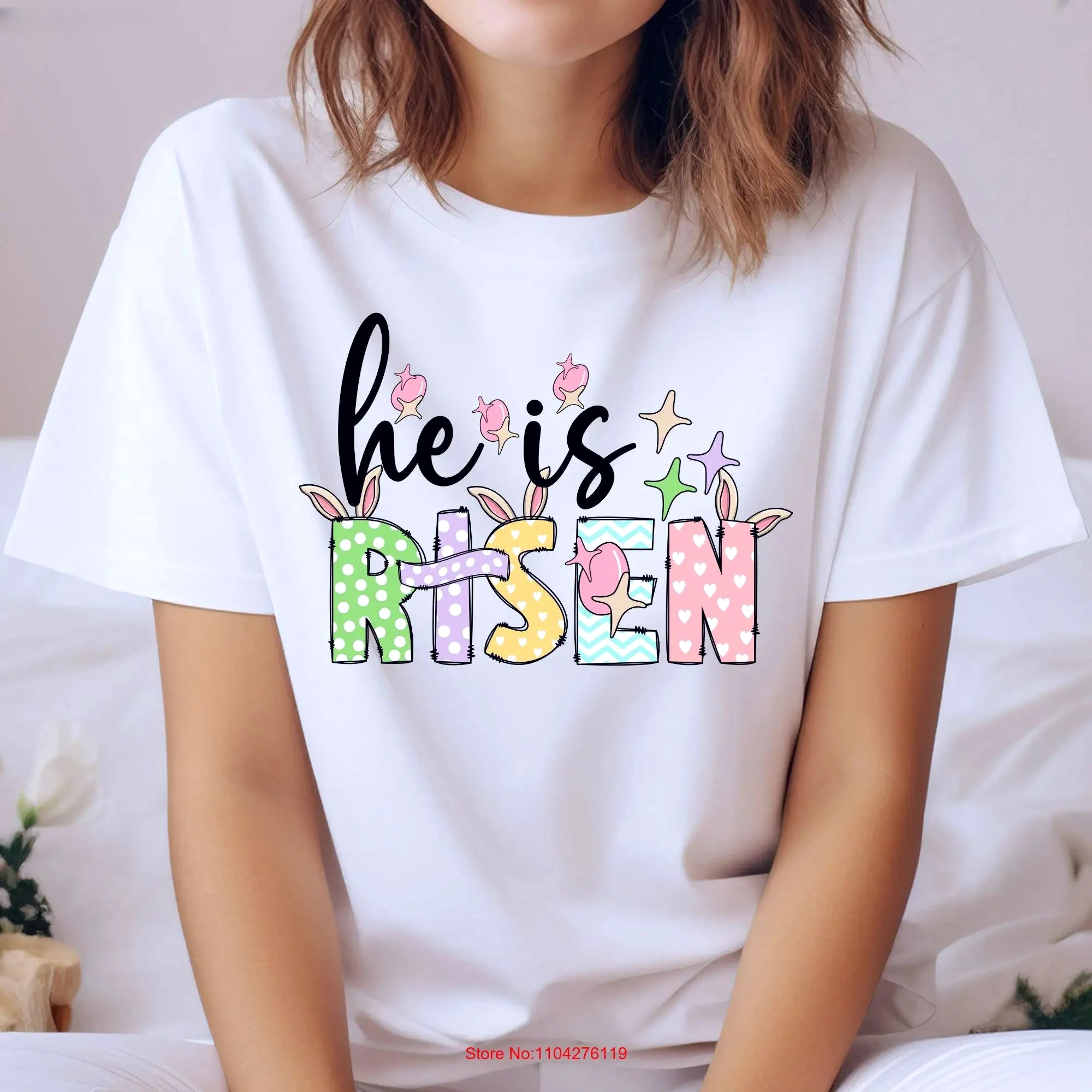 He Is Risen T Shirt Christian Easter Women Retro SweaT Bible Verse Jesus Religious S Long or Short Sleeves Aesthetics Tee Tops