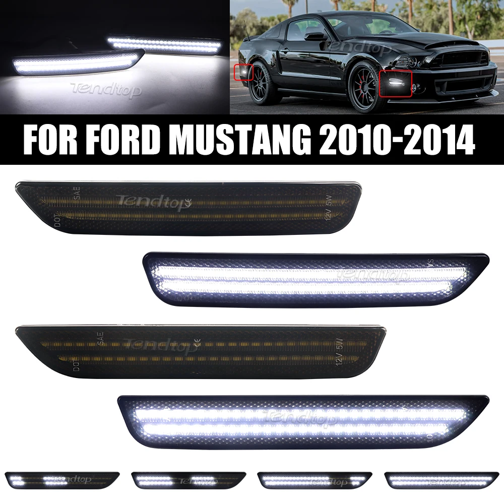 

4 шт. дымчатый белый/зеленый передний задний светодиодный боковой габаритный фонарь указателя поворота для Ford Mustang Base GT 2010 2011 2012 2013 2014 автомобиля