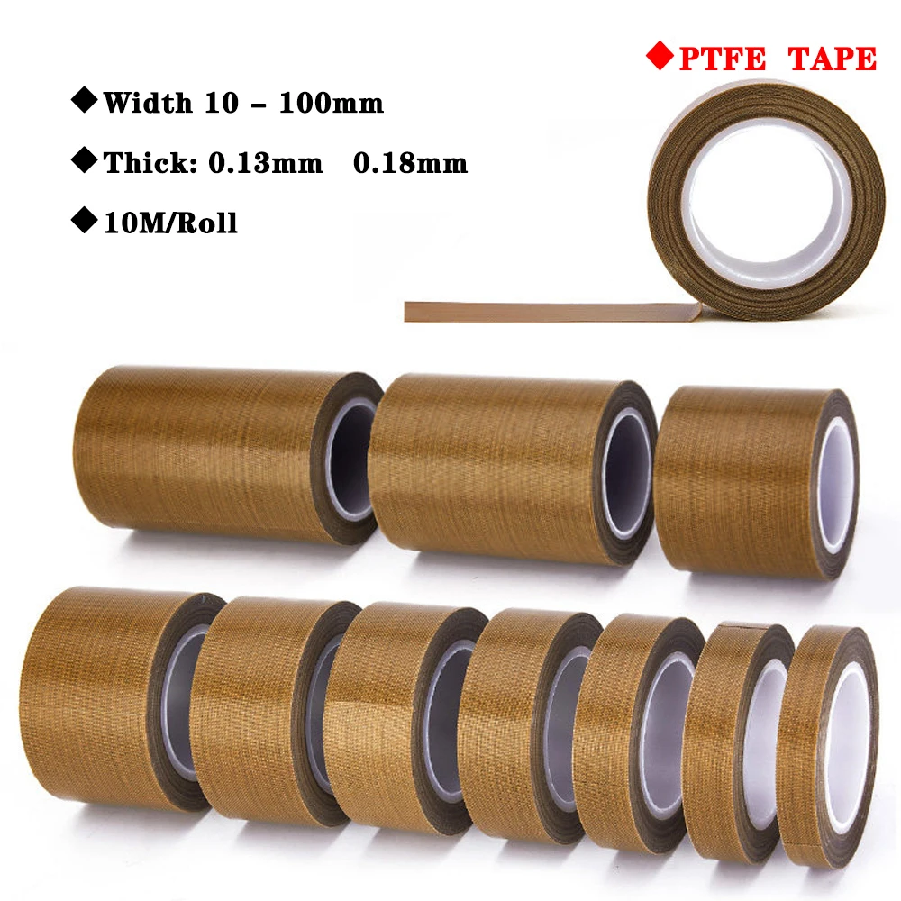 10M Brown Tetrafluoroethylene Tape High Temperature Resistant Thermal Insulation Cloth Sealing Packing Machine Adhesive Tape