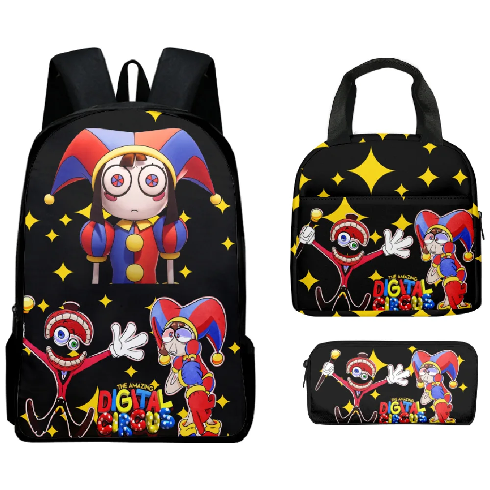 

Harajuku Popular The Amazing Digital Circus 3D Print 3pcs/Set pupil School Bags Laptop Daypack Backpack Lunch bag Pencil Case