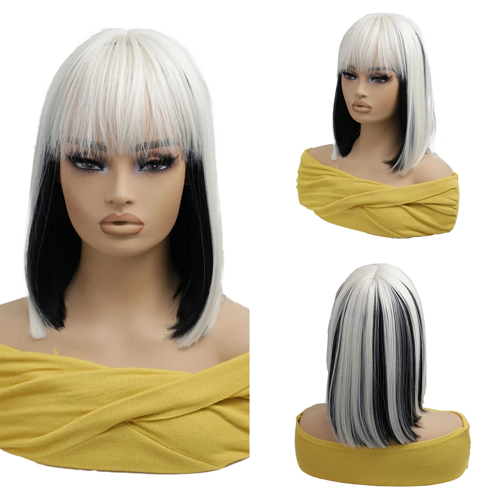 The Pink And Purple Ombre Bob Synthetic Short Straight Hair Is A Natural Heat-Resistant Wig Suitable For Women'S Daily Parties