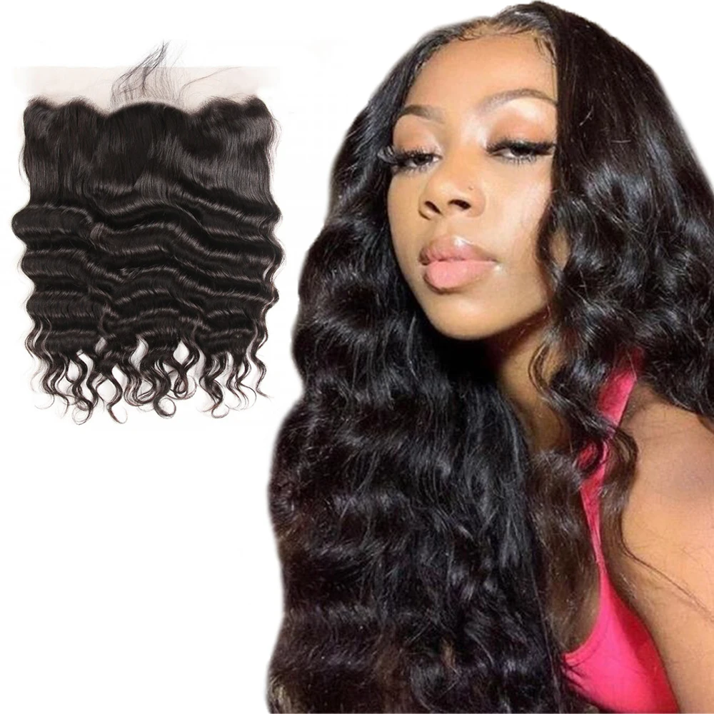 

13×4 Loose Wave HD Lace Frontal Only Hand Tied Brazilian Hair With Invisible Swiss Lace Frontals With Baby Hair For Women