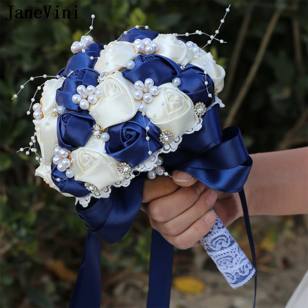 Janevini heißen Verkauf hellrosa Blumen atember aubende Perlen Braut sträuße künstliche Satin Rosen Brautjungfern Hochzeit Brosche Bouquet