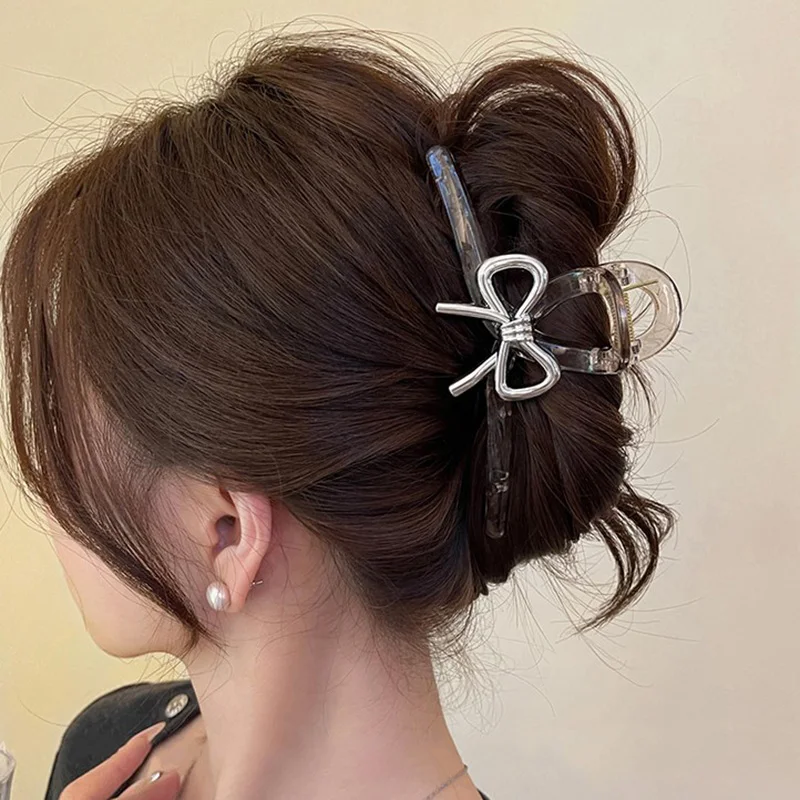 Pinzas para el pelo con lazos de Metal para mujer, horquilla elegante, pinza para el pelo, accesorios para el cabello, tocado para niña, 4 colores, 13cm