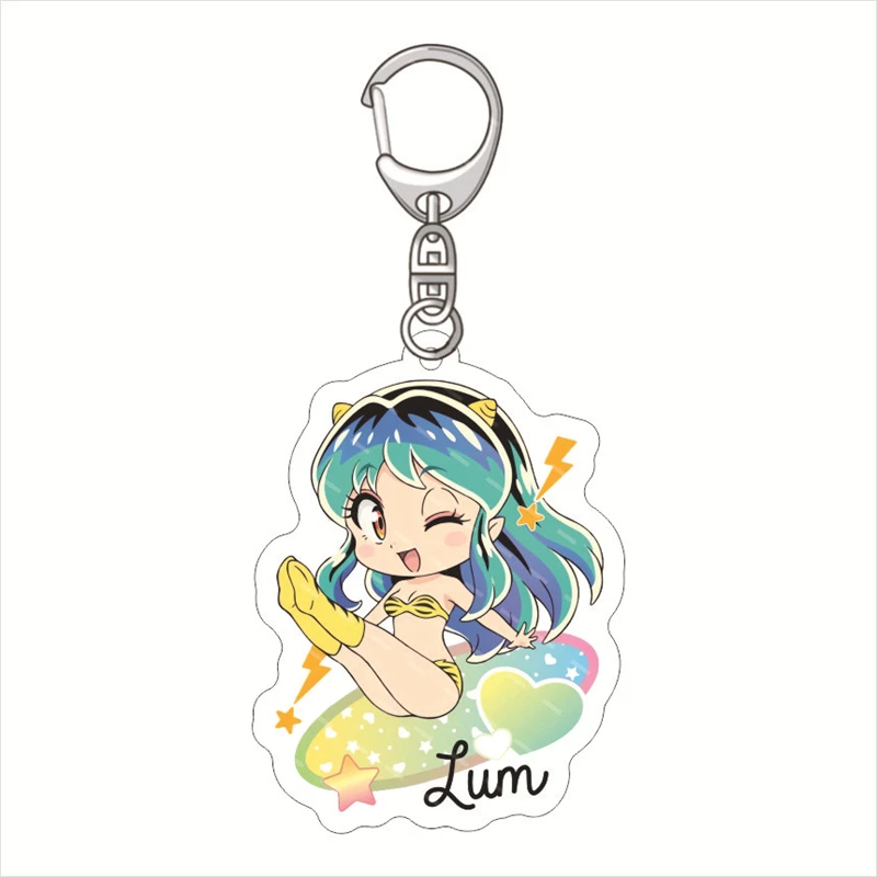 Anime Urusei Yatsura KeyChain Cute Moroboshi Ataru Key Chain for Men Key Ring Acrylic Car Keyring Party Pendant Cos Fans Gifts