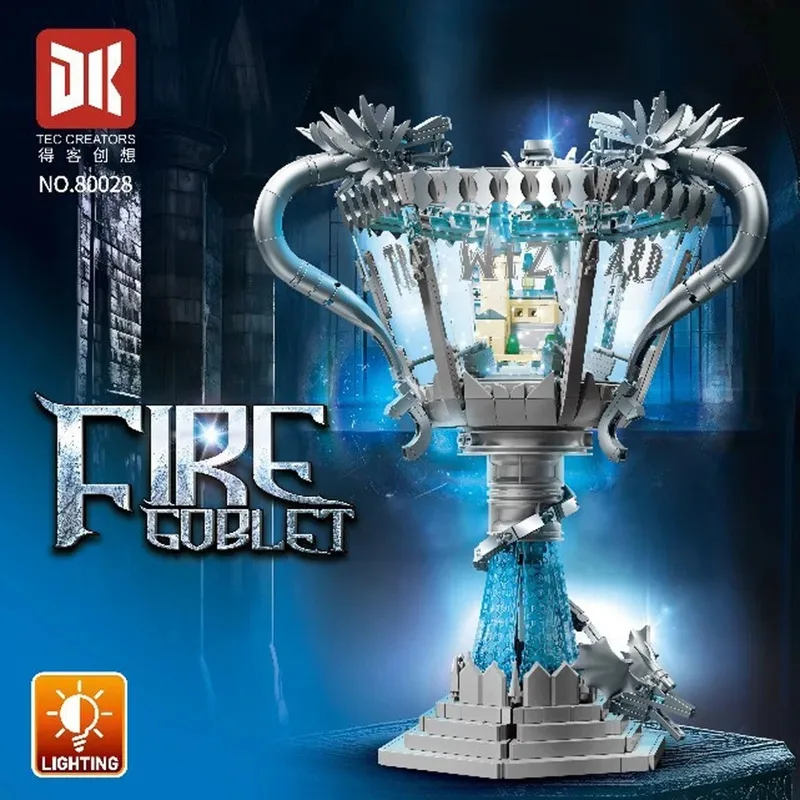 

MOC Flame Holy Grail Western Dragon LED Light Mythical Decorative Desk Display Assembly Toy, Suitable for Children