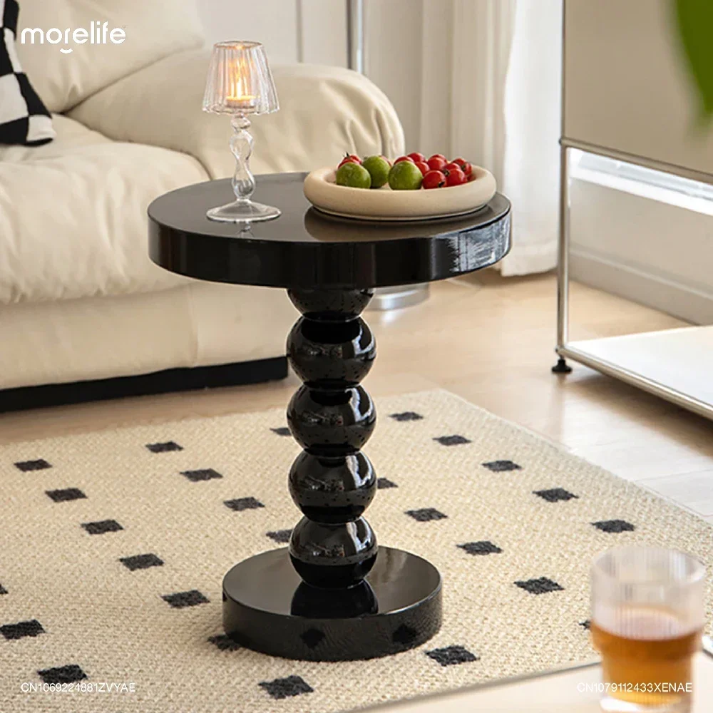 

Black Retro Solid Wood Simple Style Round Nightstands Living Room Coffee Tables Nordic Bedrooms Bed Side Table Home Furniture