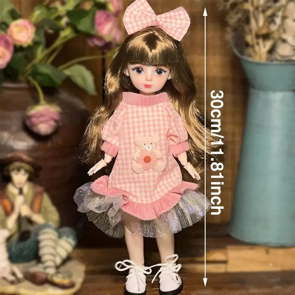 1 Set 1/6 SD 30 cm bambola Bjd con vestiti capelli lunghi occhi attraenti principessa vestire bambole BJD con parrucca trucco elegante