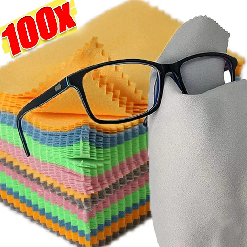 

1-100 шт., однотонная ткань для чистки очков из микрофибры, высококачественная мягкая одежда для очков, одежда для чистки экрана телефона, салфетки
