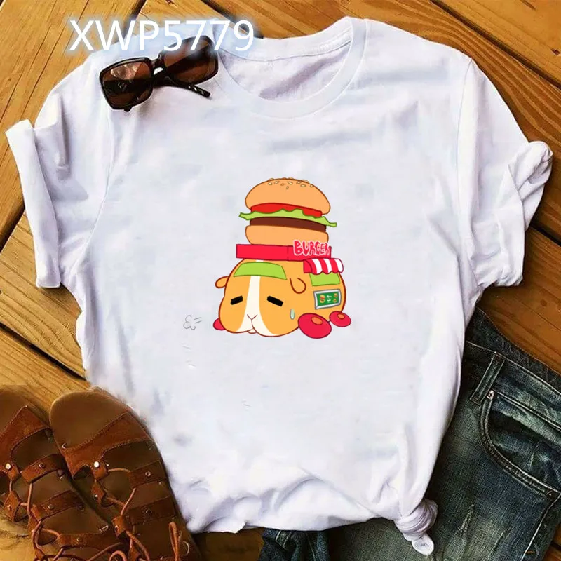 Cute Pui Pui Molcar T Shirt Women Printed Kawaii Cartoon Graphic Summer Hamster T-shirt Casual Female Tshirt Streetwear Tops Tee