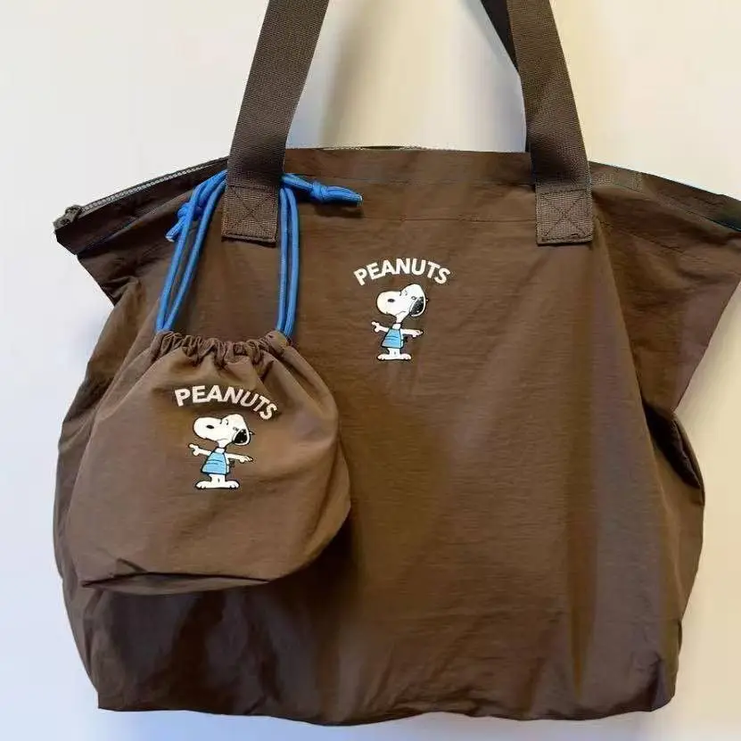 سنوبي الكرتون حقيبة يد حقيبة كتف سعة كبيرة الكرتون من المطبوعة حقيبة تخزين السفر حقيبة التسوق مريحة القماش الخشن #3