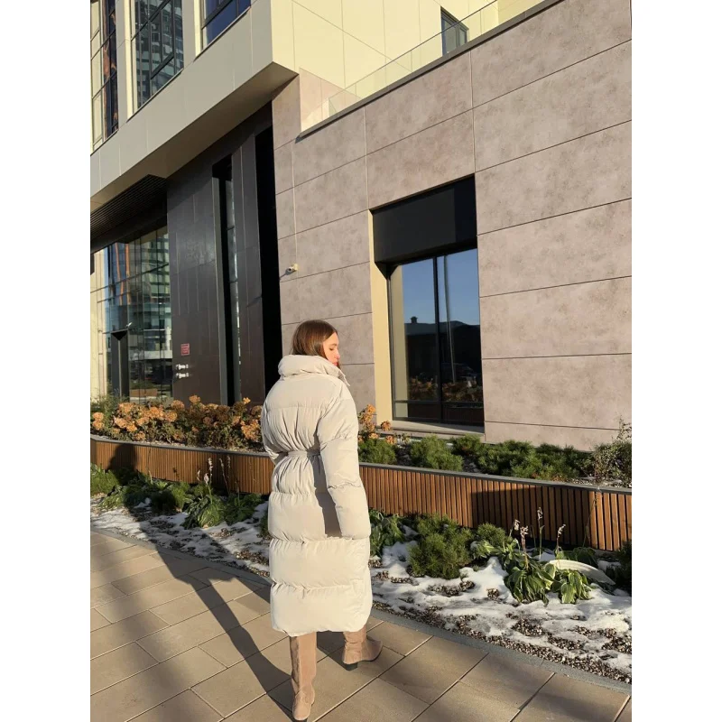 سترة منتفخة طويلة للتخسيس غير رسمية لعام 2025، سترة قطنية دافئة سميكة مقاومة للرياح للنساء #4