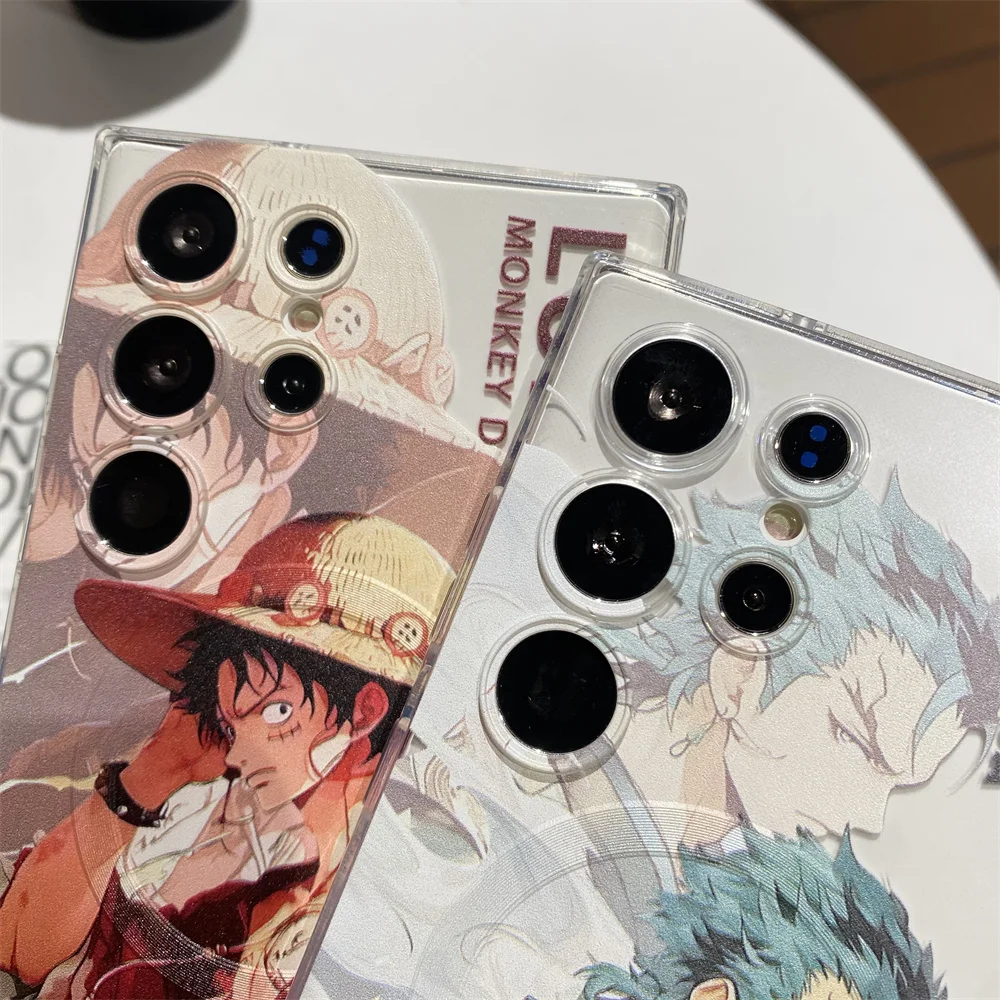 Funda magnética Magsafe de dibujos animados de una pieza para Samsung A54 A34 A24 A14 A35 A36 A55 A56 5G S25 S24 S23 S22 Plus, funda transparente