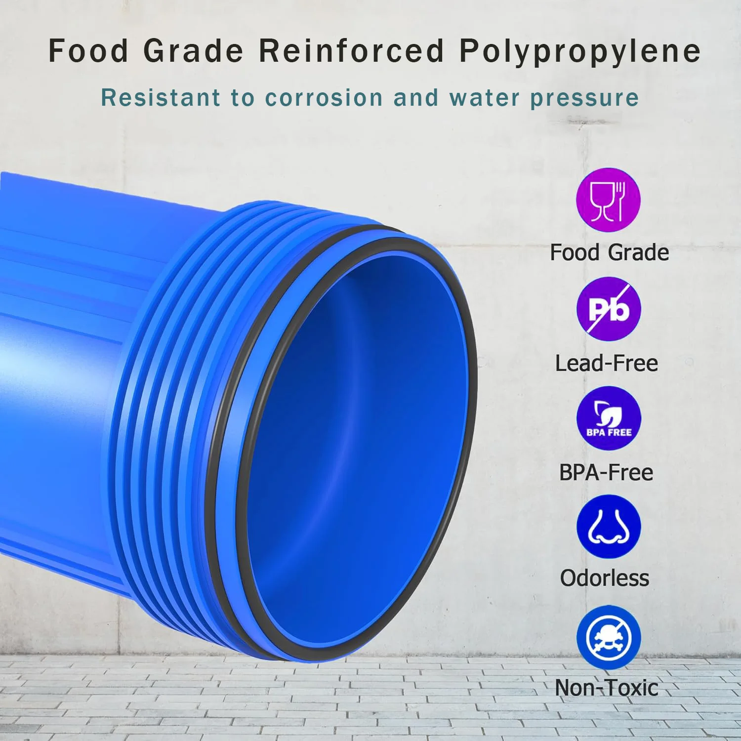4-stage RO Filter To Purify Water 10-inch Large Blue Anti-permeability Water Filter Housing view 4