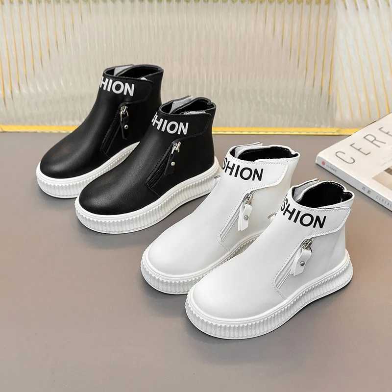 

Fashion Girls' Shoes 2025 Autumn New British Style Kids Leather Boots Comfort Non Slip Boy Ankle Boots Simple Girls' Casual Boot