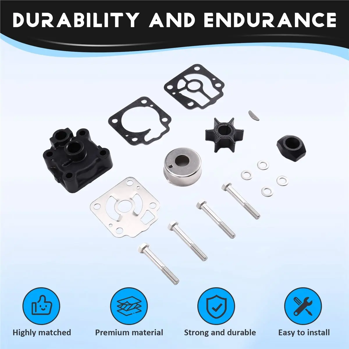 A23Z 3T5-87322-3 3T5-65016-0 Water Pump Repair Kit for Outboard Motor 40HP 50HP 3T5-87322M 3T587322M
