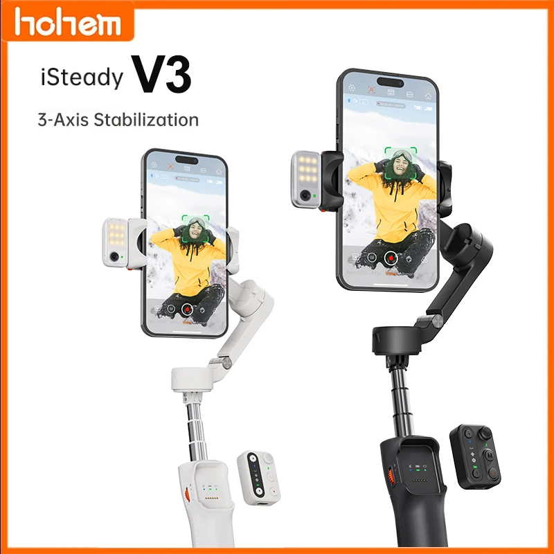 

Hohem iSteady V3 3-Axis Gimbal Stabilizer Magnetic Light A-Tracking Smartphone Built-in Selfie Stick for iPhone Sumsang Xiaomi