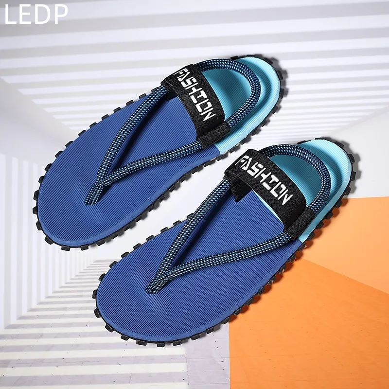 Original Men\'s Two-wear Sandals Fashion Beach Shoes Color Matching Elastic Band Comfortable Trendy Wear-resistant Large Size