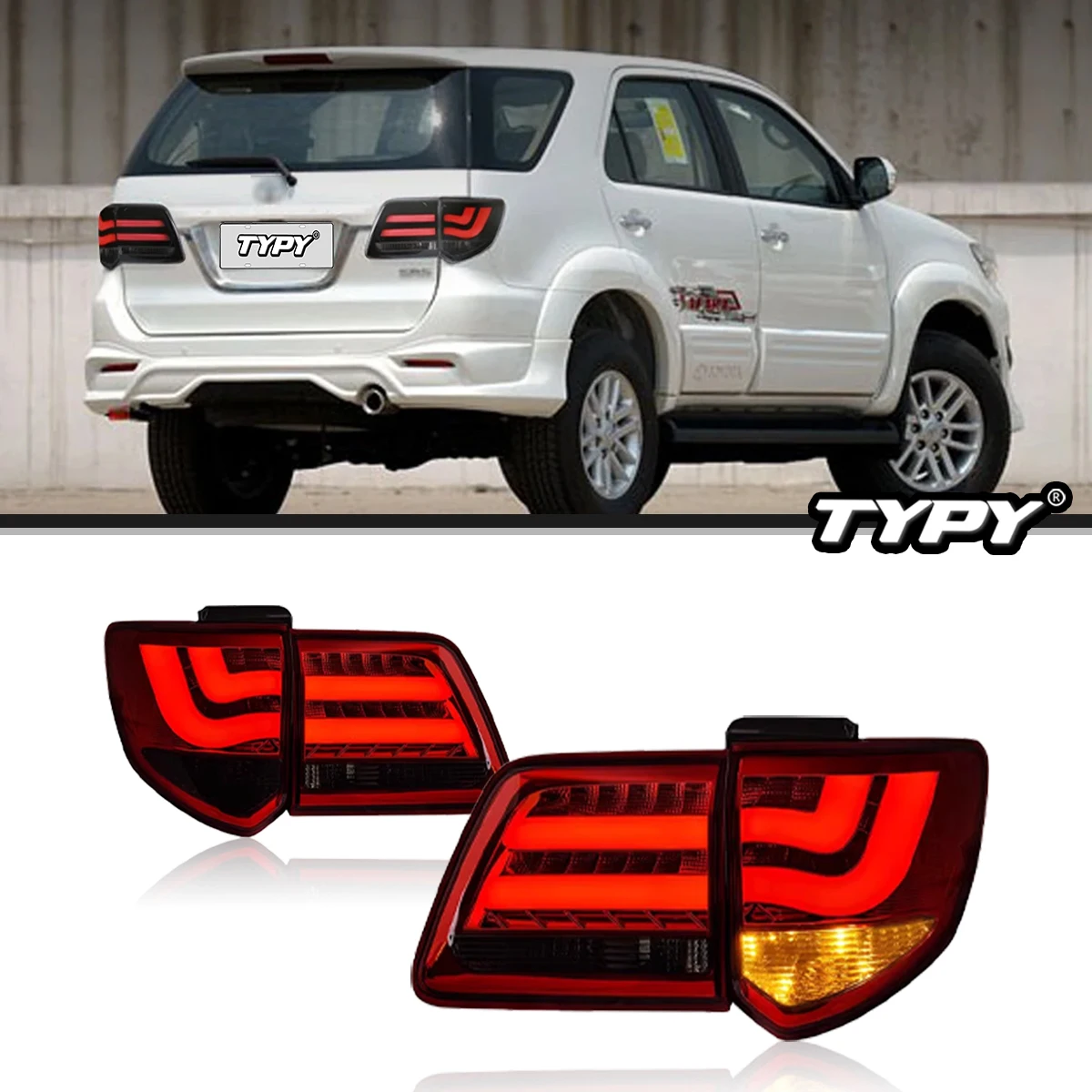 

TYPY Car Accessories LED Tail Lamps Assembly For Toyota Fortuner 2012-2015 Rear Tail Lights DRL Brake Turn Signal Light