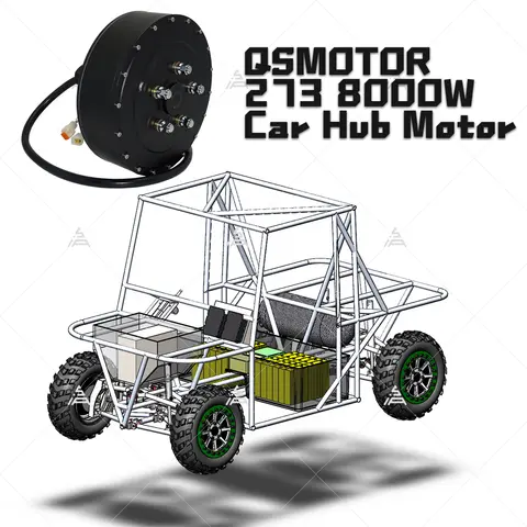 QSMOTOR 273 50H V3 8000W Hub Motor 72V 96V 20kW Peak IP66 Waterproof BLDC Gearless In-Wheel for E-Motorcycle E-Car Upgrade