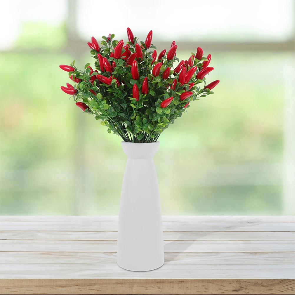 

5pcs Artificial Chili Stems Lifelike Fake Pepper Bunches Home Office Party Decor Table Centerpiece Photography Props Faux